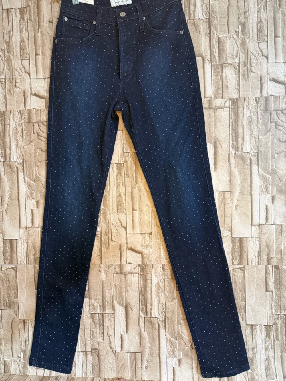 James Jeans Dark Blue Slim Fit Dot-Pattern Jeans